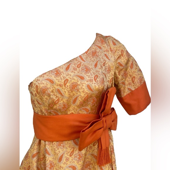 Mint 60’s Empire Waist One Shoulder Floral Brocade Tapestry Draped Maxi S Stun - Picture 8 of 16